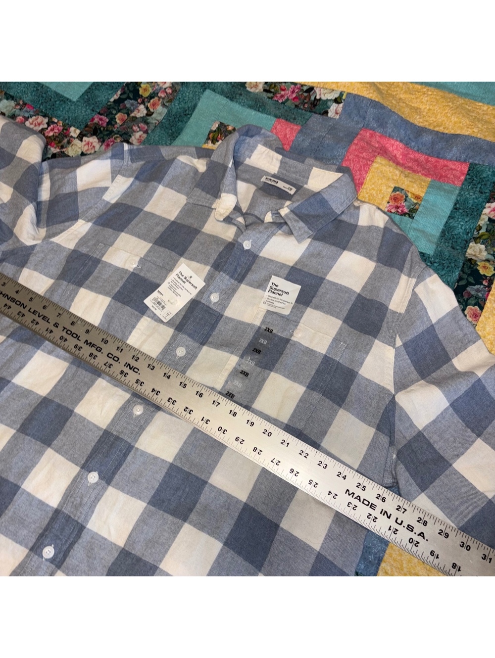 Sonoma New Supersoft $30 Men’s 2XB Flannel Button-Up Shirt Blue and White Check - Picture 8 of 9